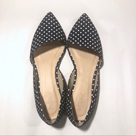 J.Crew "Sloan" D'Orsay polka dot denim flats 7 M - Picture 5 of 8